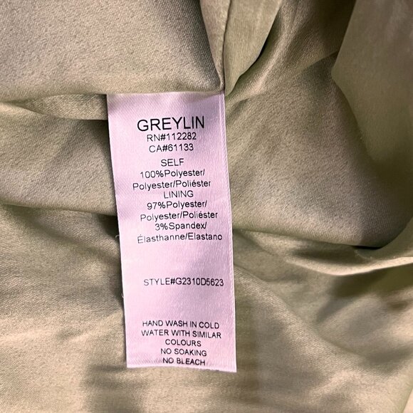 GREYLIN Sage  Green Delilah Shoulder Tie Plisse Maxi Dress Sz M - Picture 13 of 13